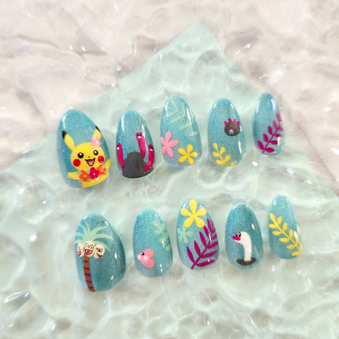 Tropical Pokemon press - on nails