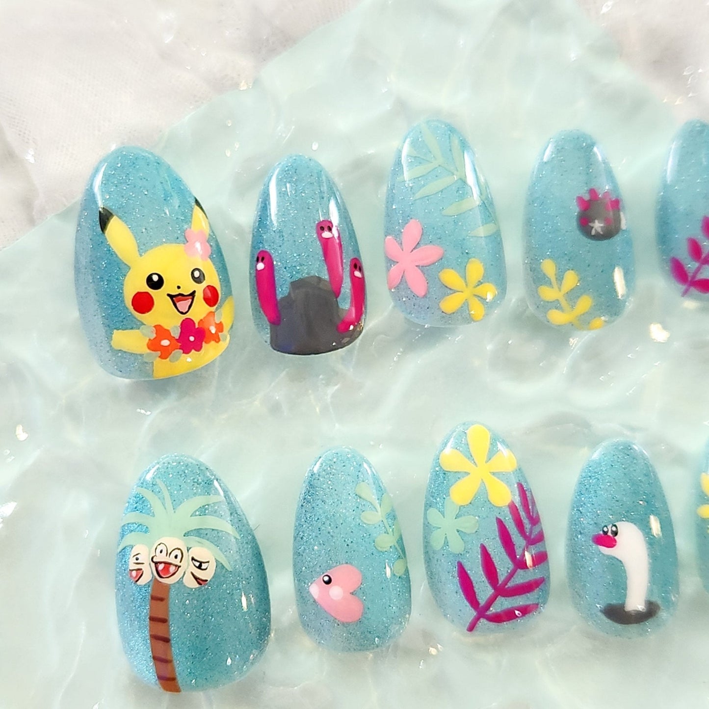 Tropical Pokemon press - on nails