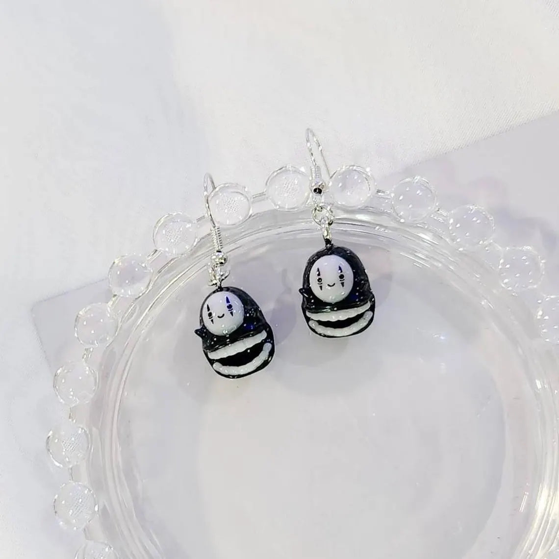 Studio Ghibli Inspired Kaonashi / No Face dangle drop earrings