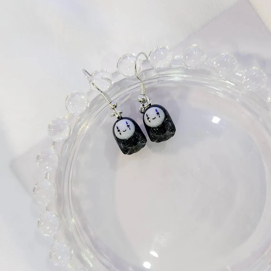 Studio Ghibli Inspired Kaonashi / No Face dangle drop earrings