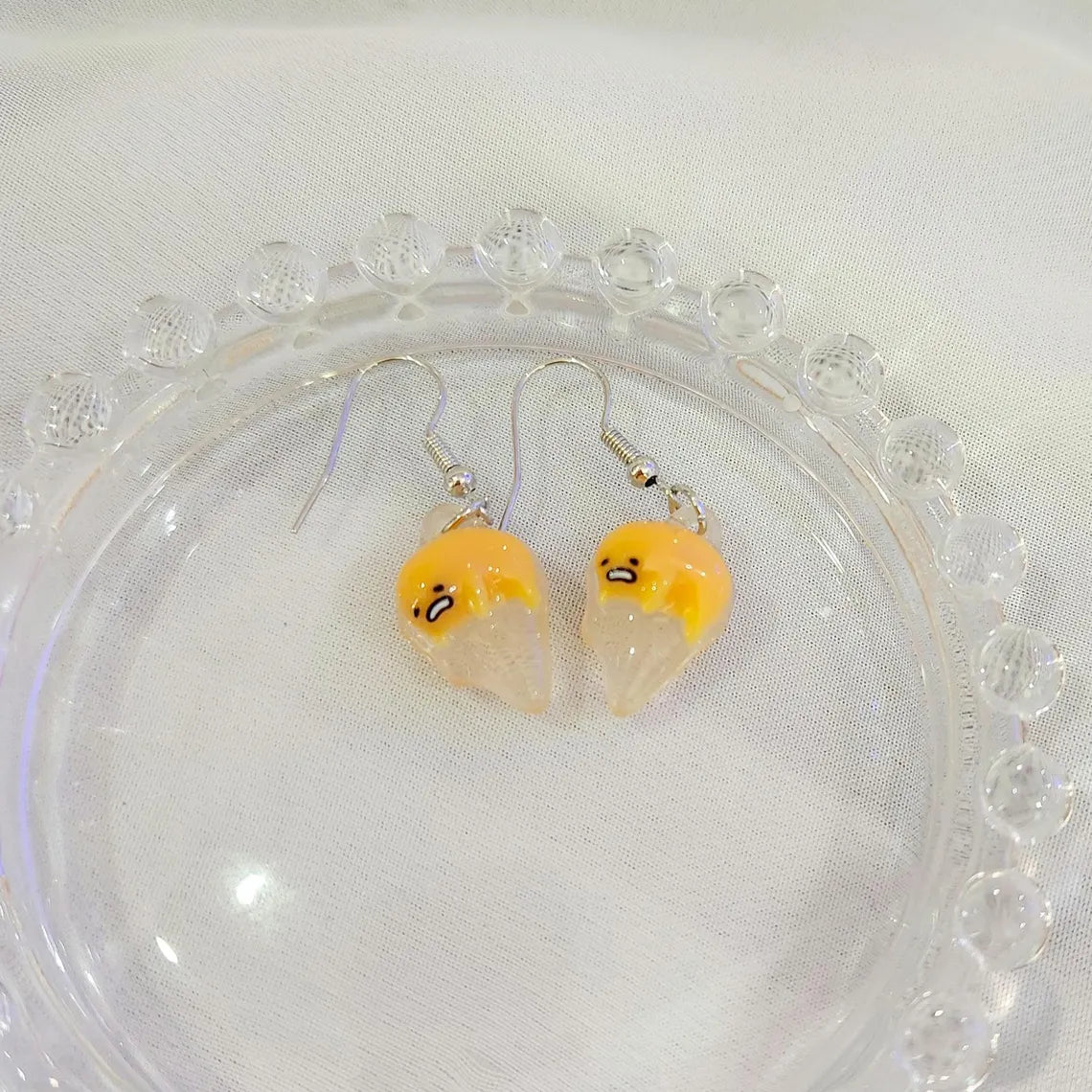 Gudetama Inspired dangle drop earrings