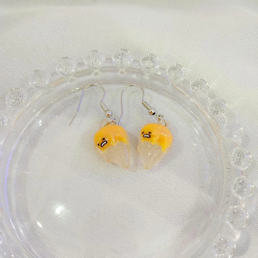 Gudetama Inspired dangle drop earrings