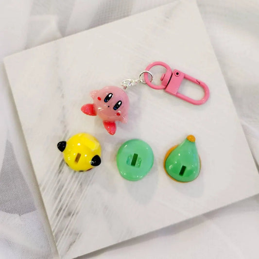 Kirby Interchangable pikachu/luigi/link hats key chain/key ring charm - SERIES 1