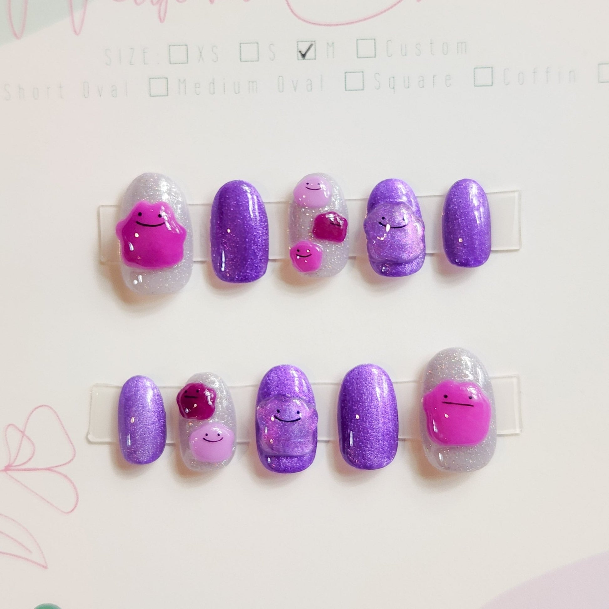 Pokemon Ditto press - on nails