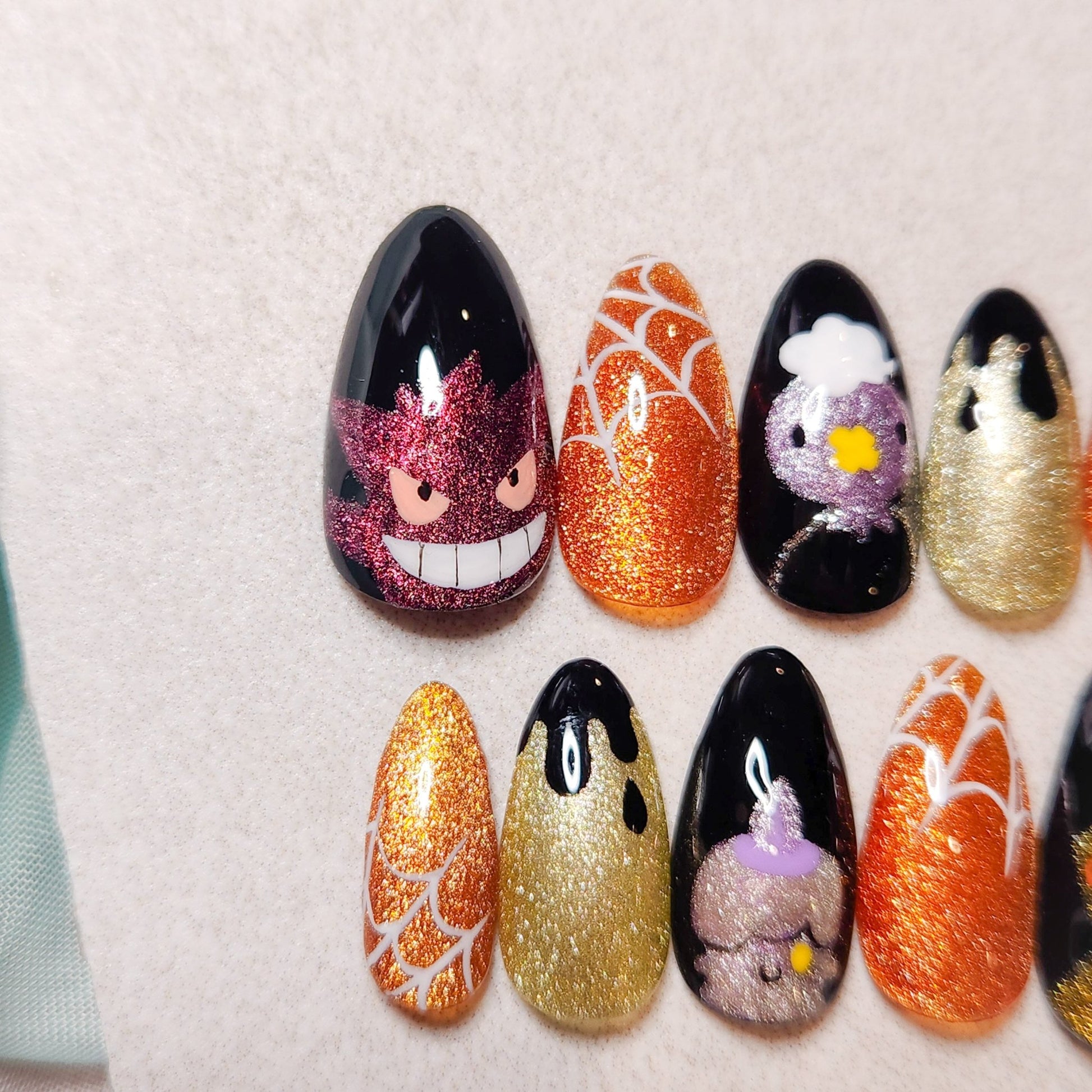 Pokemon Halloween press - on nails