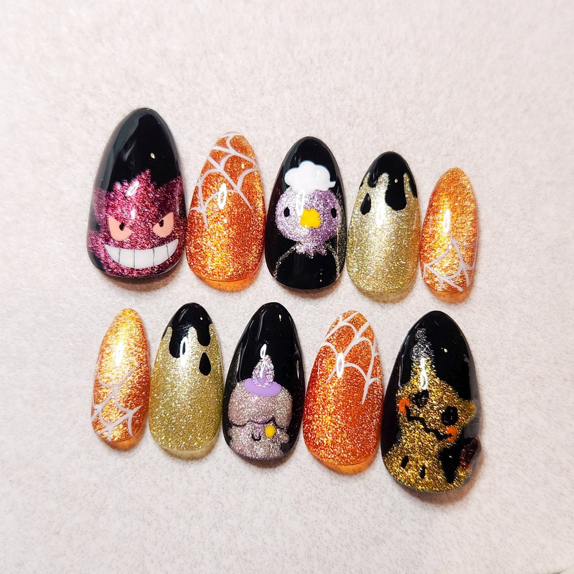 Pokemon Halloween press - on nails