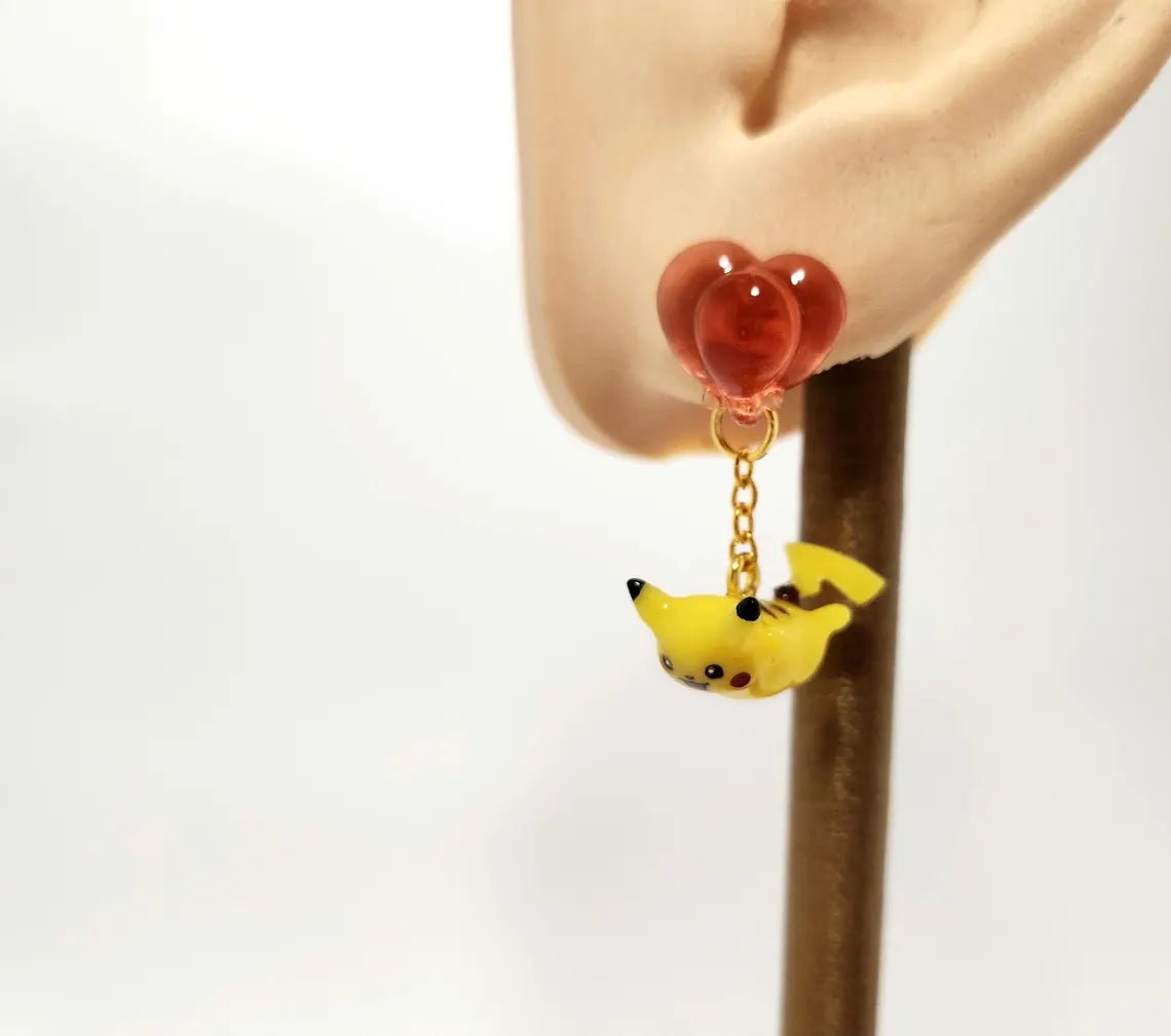 Pokemon Inspired Flying Pikachu earrings/ear studs pair