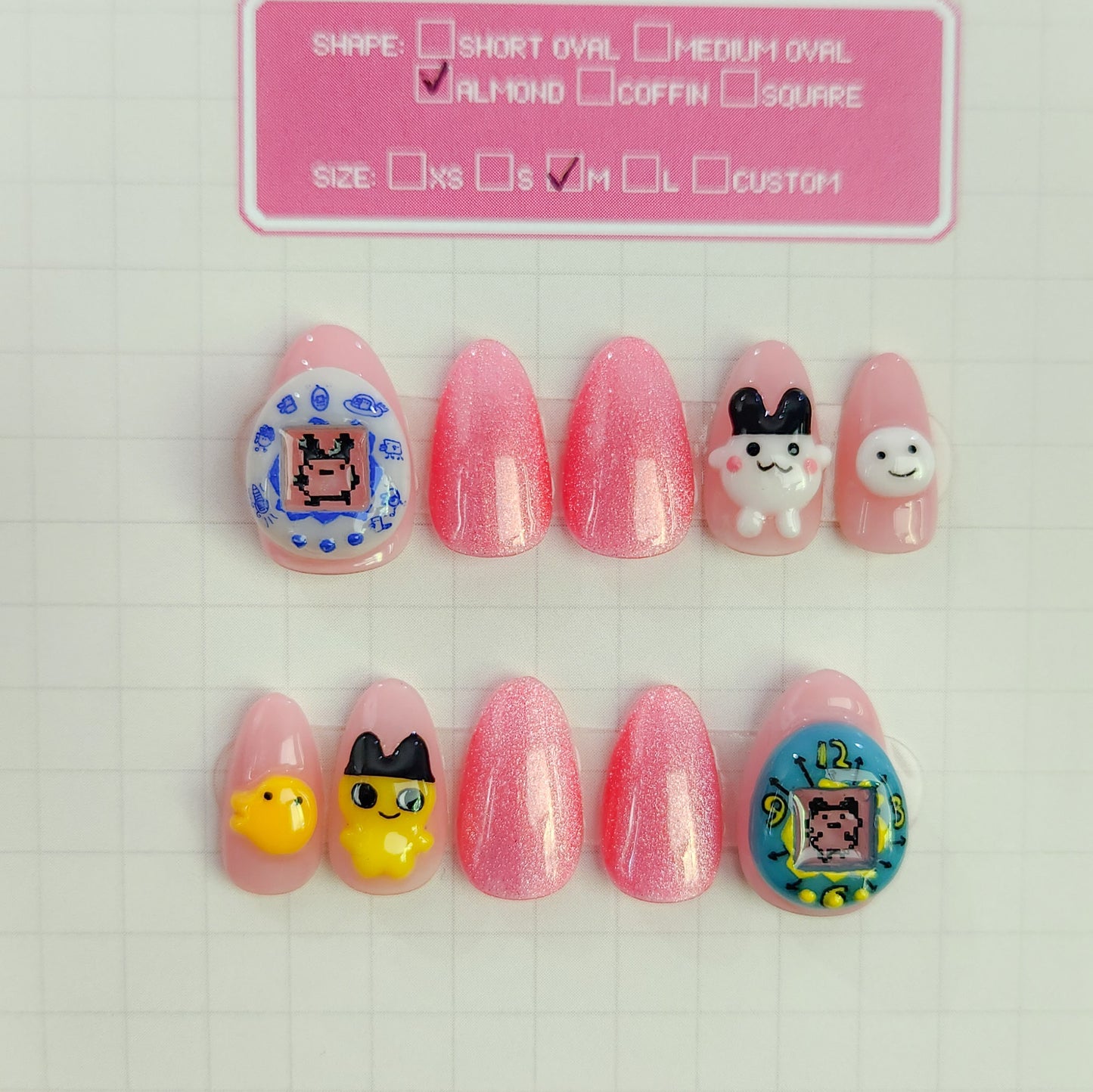 Tamagotchi press-on nails