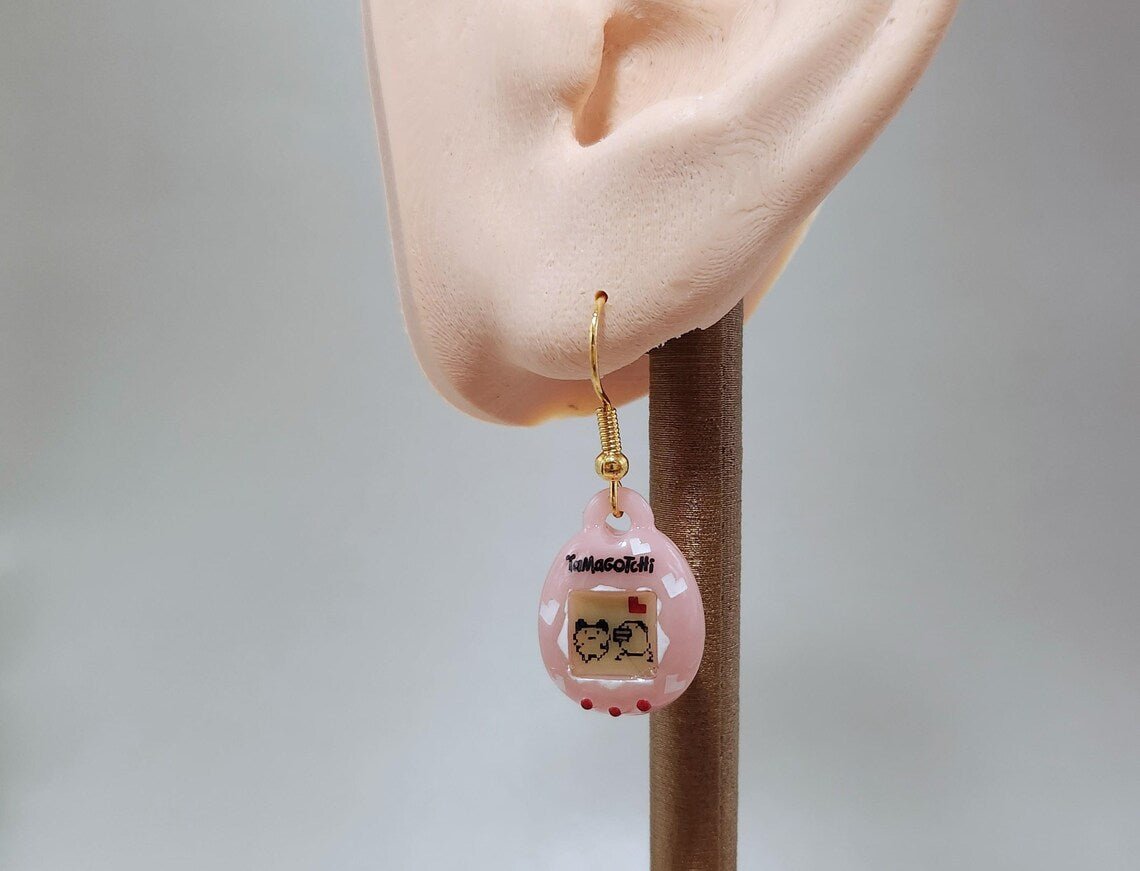 Tamagotchi Inspired Vanlentine's Day edition dangle drop earrings