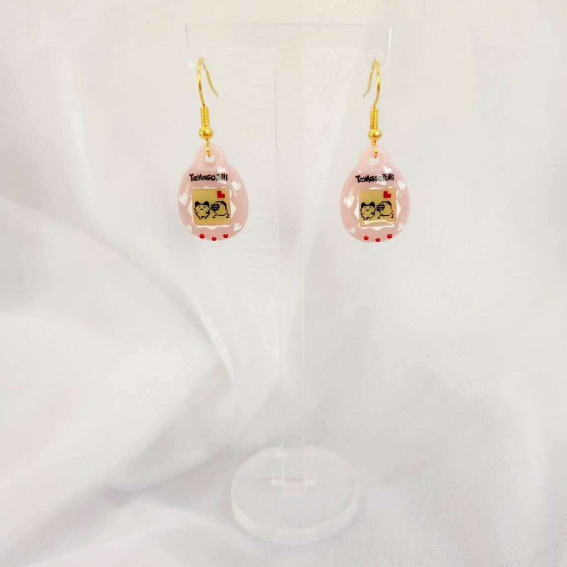 Tamagotchi Inspired Vanlentine's Day edition dangle drop earrings