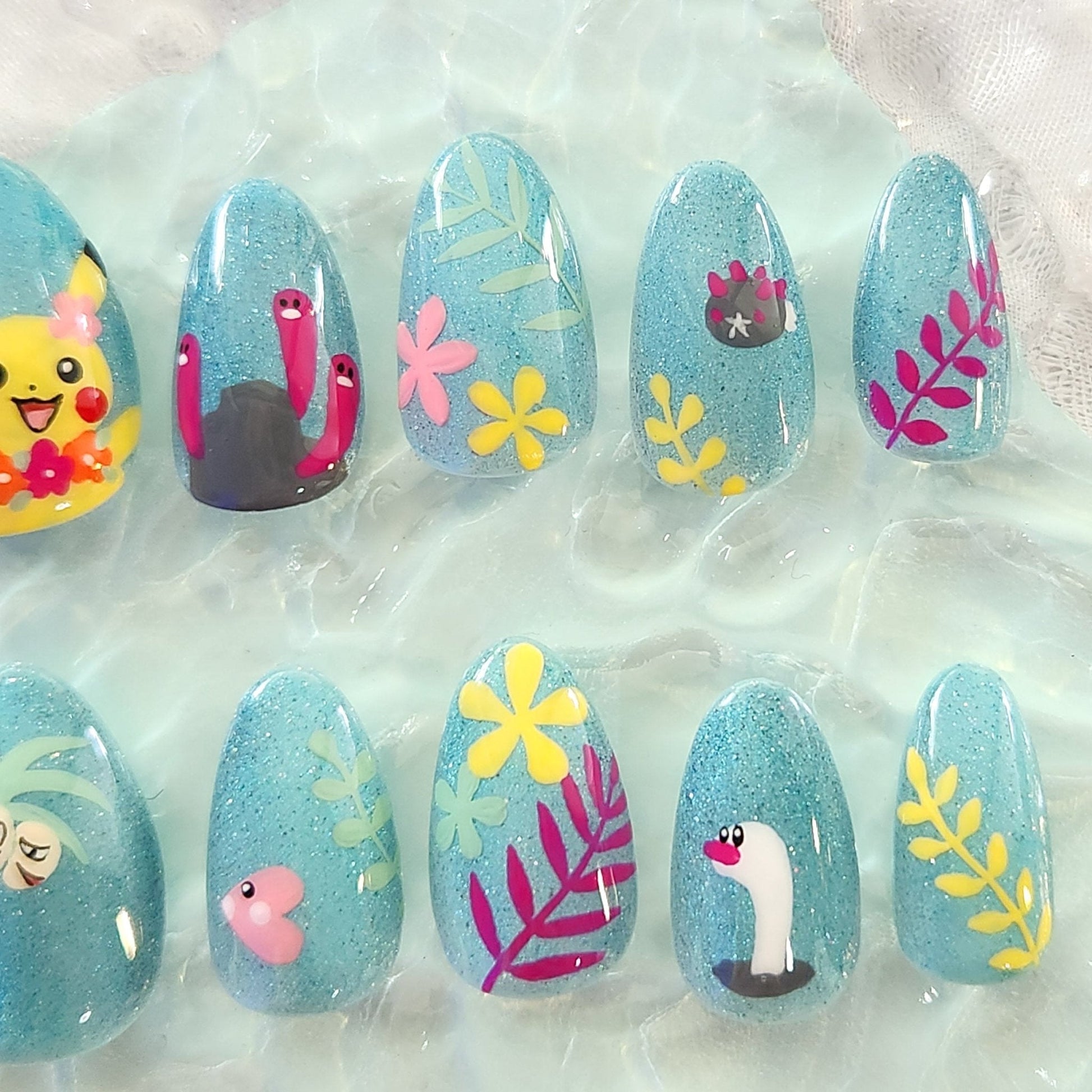 Tropical Pokemon press - on nails